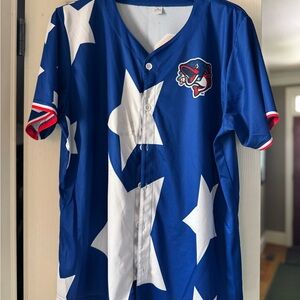 Adult Gwinnett Stripers Braves Blue and White Star Baseball Replica Jersey